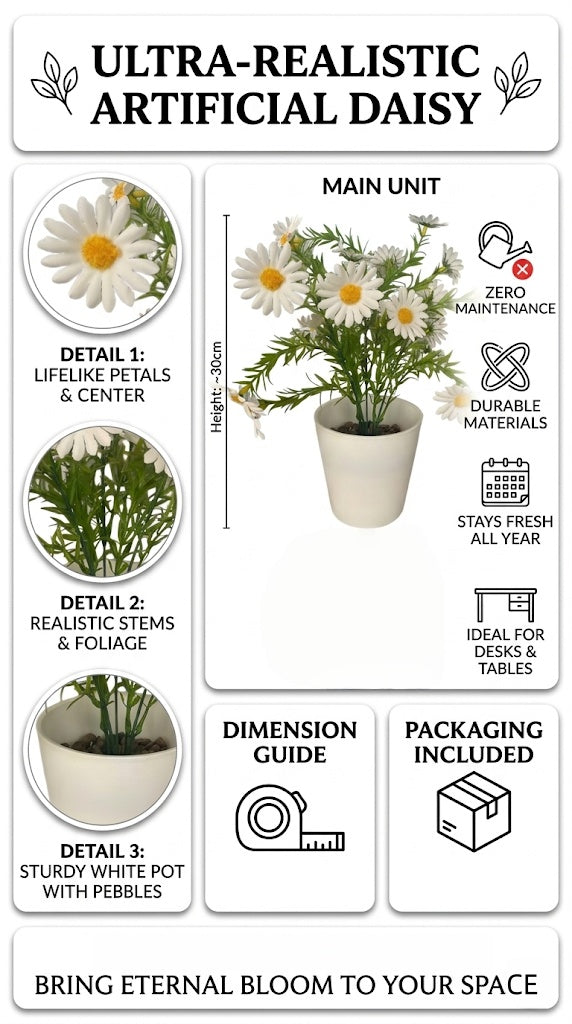 仿真绿植雏菊带盆栽家居花园装饰盆栽
